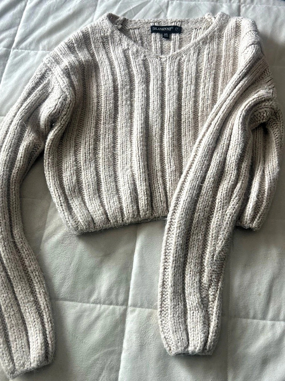 BLANKNYC Ribbed Knit Sweater Cream XS Like New